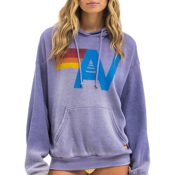 Aviator Nation Unisex VINTAGE LOGO RELAXED PULLOVER HOODIE - FADED GRAPE | NEW💜 - Picture 4 of 16